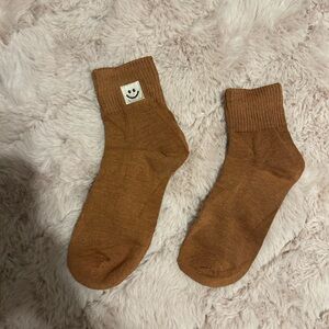 Brown Smiley Face Socks